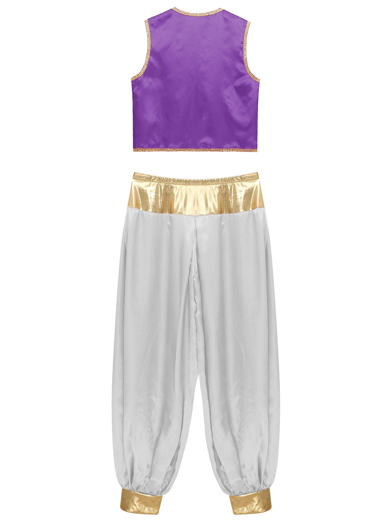 iiniim Mens Arabian Prince Costume Open Front Vest with Pants Halloween Show Fancy Dress up Outfit Royal Blue&Royal Blue S