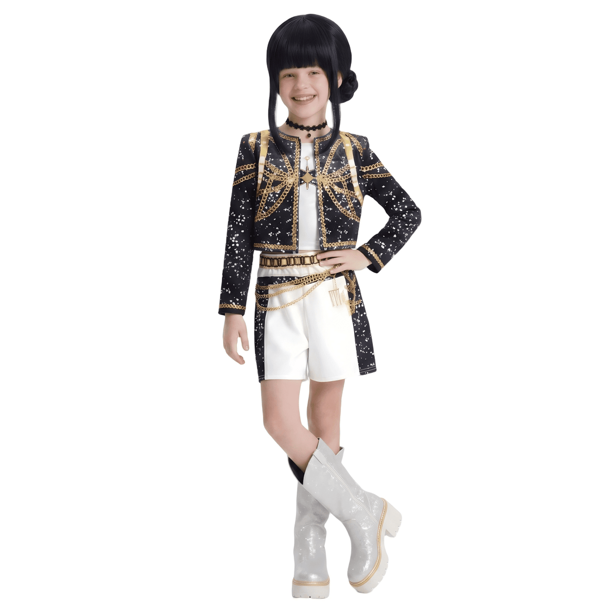 Halloween Costume Pop Star Stage Outfit Pop Idol Jacket Top and Shorts 3-Piece Set