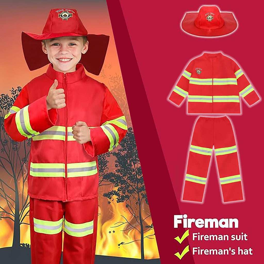 LIIPEE Boys Fireman Costumes Kids Fancy Dress Up With Accessories Clothes 7 Piece Party Outfits,18-24 Months