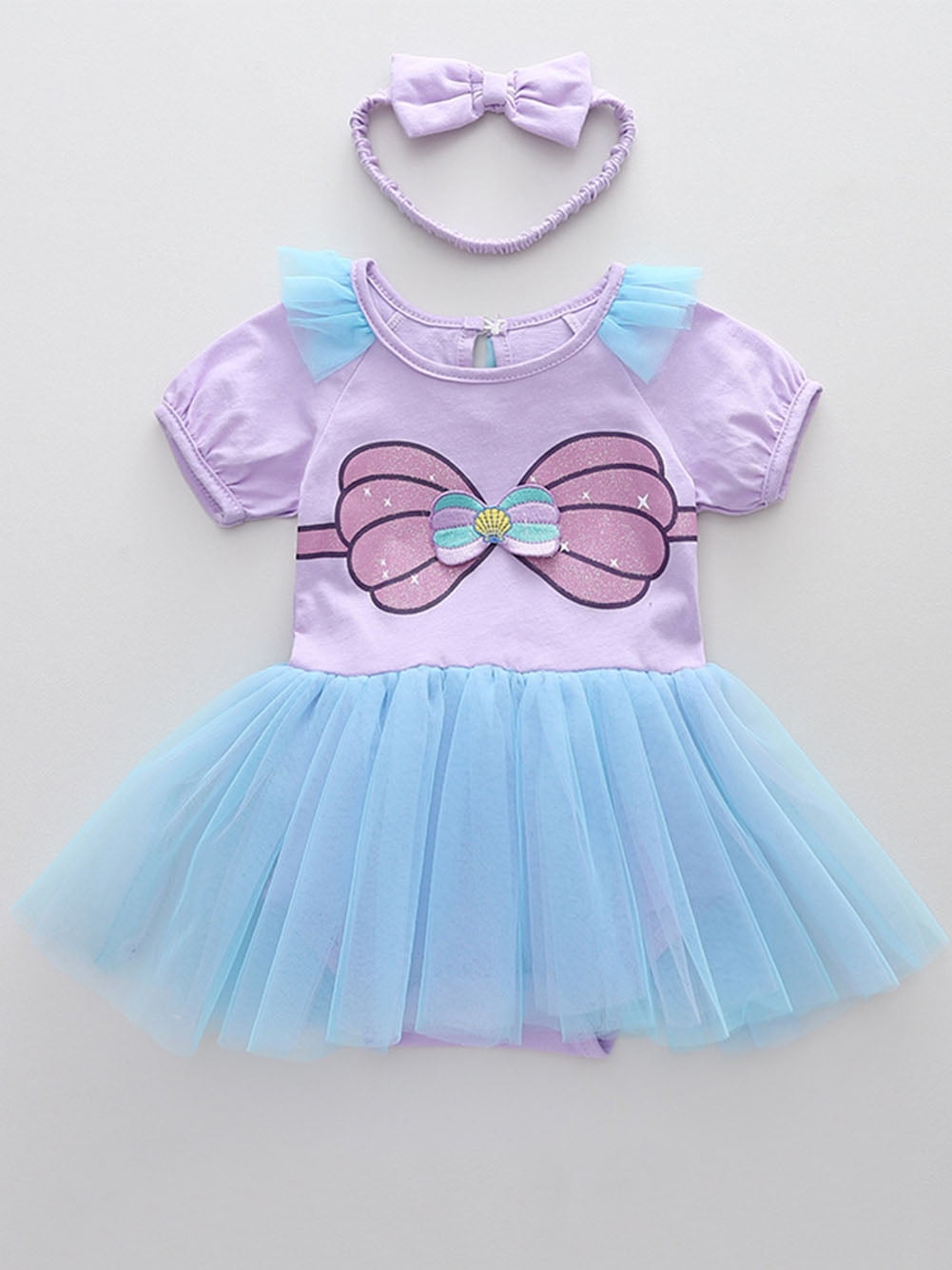 WIBACKER Infant Baby Girls Princess Romper Costume Onesie Fancy Dress Bodysuit with Headband Halloween Birthday Dresses
