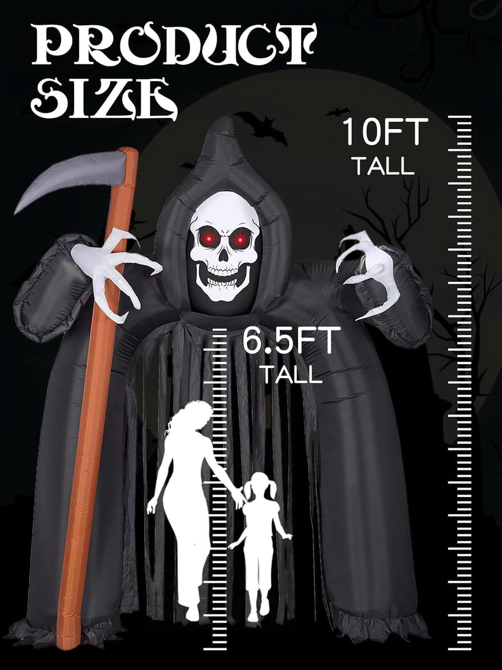 Kalolary 10FT Halloween Inflatable Ghost Archway, Haunted Blow-Up Arch with Built-in LEDs for Outdoor Garden, Lawn, and Yard Party Decorations