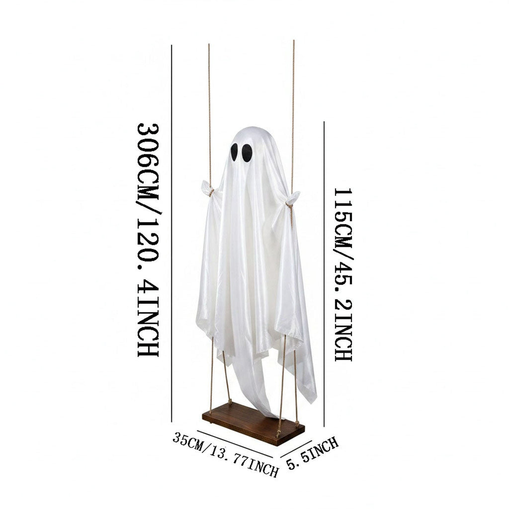 Halloween Light-Up Ghost Decorations Outdoor - 6.5 FT - 8 Sounds Gaint Hanging Swing Ghost Halloween Decoration, Spooky Cute Ghosts Decorations for Front Porch Yard Tree
