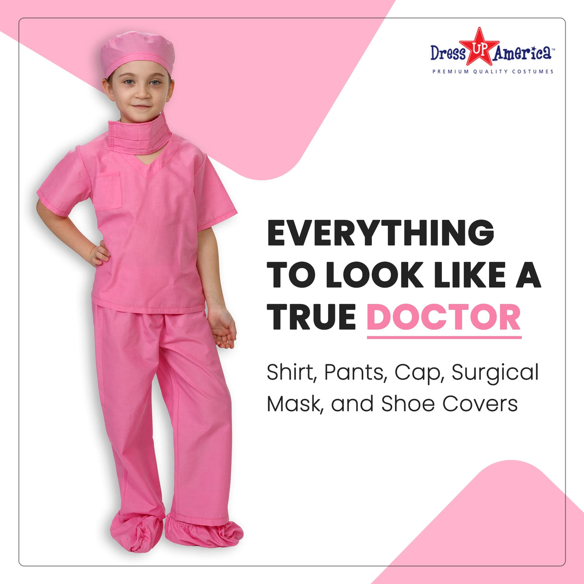Dress Up America Doctor Scrubs for Kids - Pink Doctor And Nurse Costume for Girls & Boys