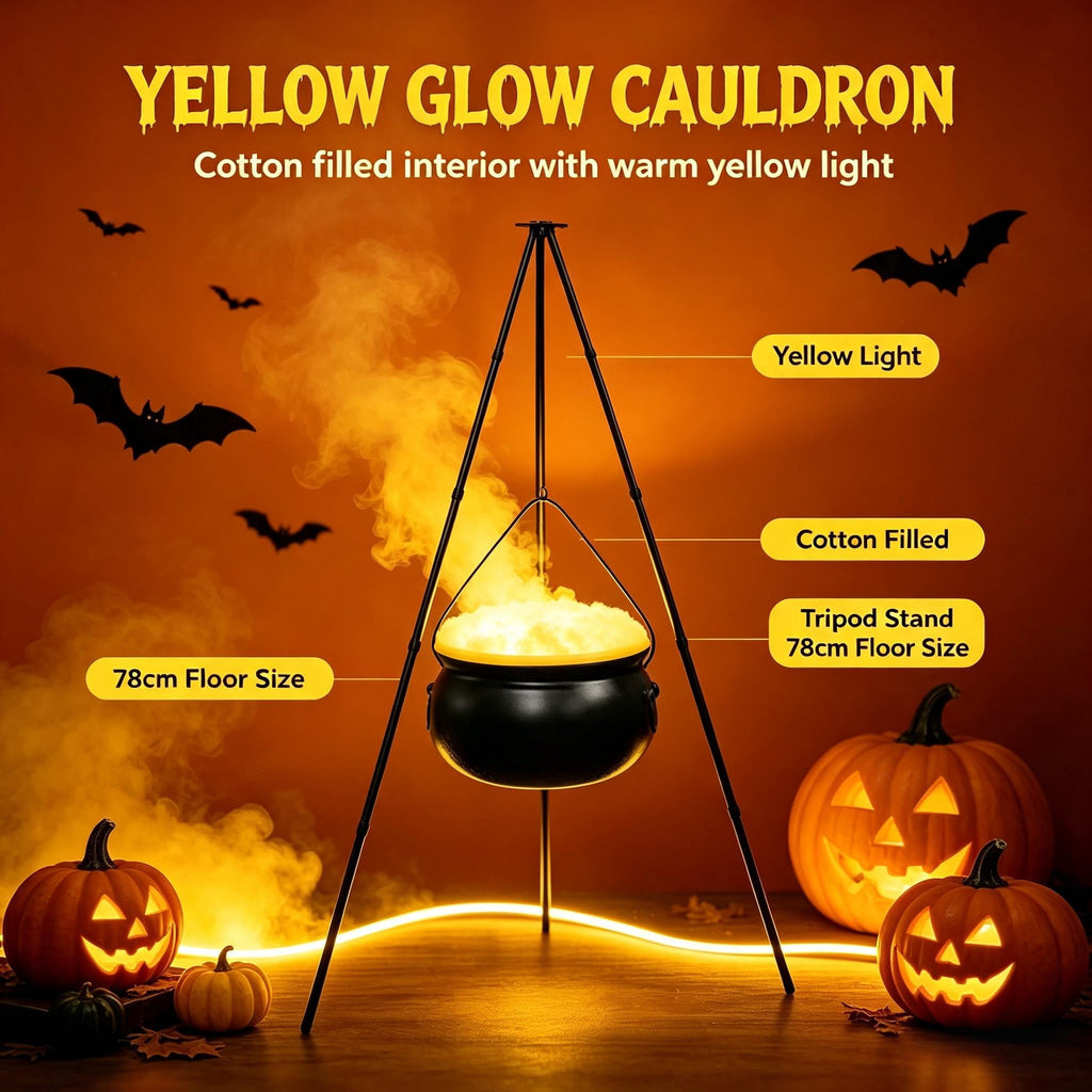Muecwrye Halloween Decorations Outdoor, Halloween Clearance! Halloween Witches Cauldron with Lights, DIY Bubbling Cauldron Set Decor for Home Porch Outside, Halloween Party Supplies( Without Tripod)