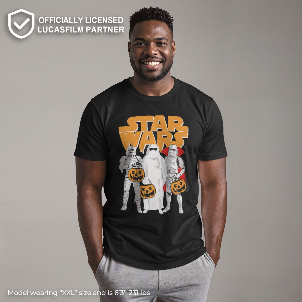 Men's Star Wars Trio Costumes Halloween Logo Tee Color: Black Size: L