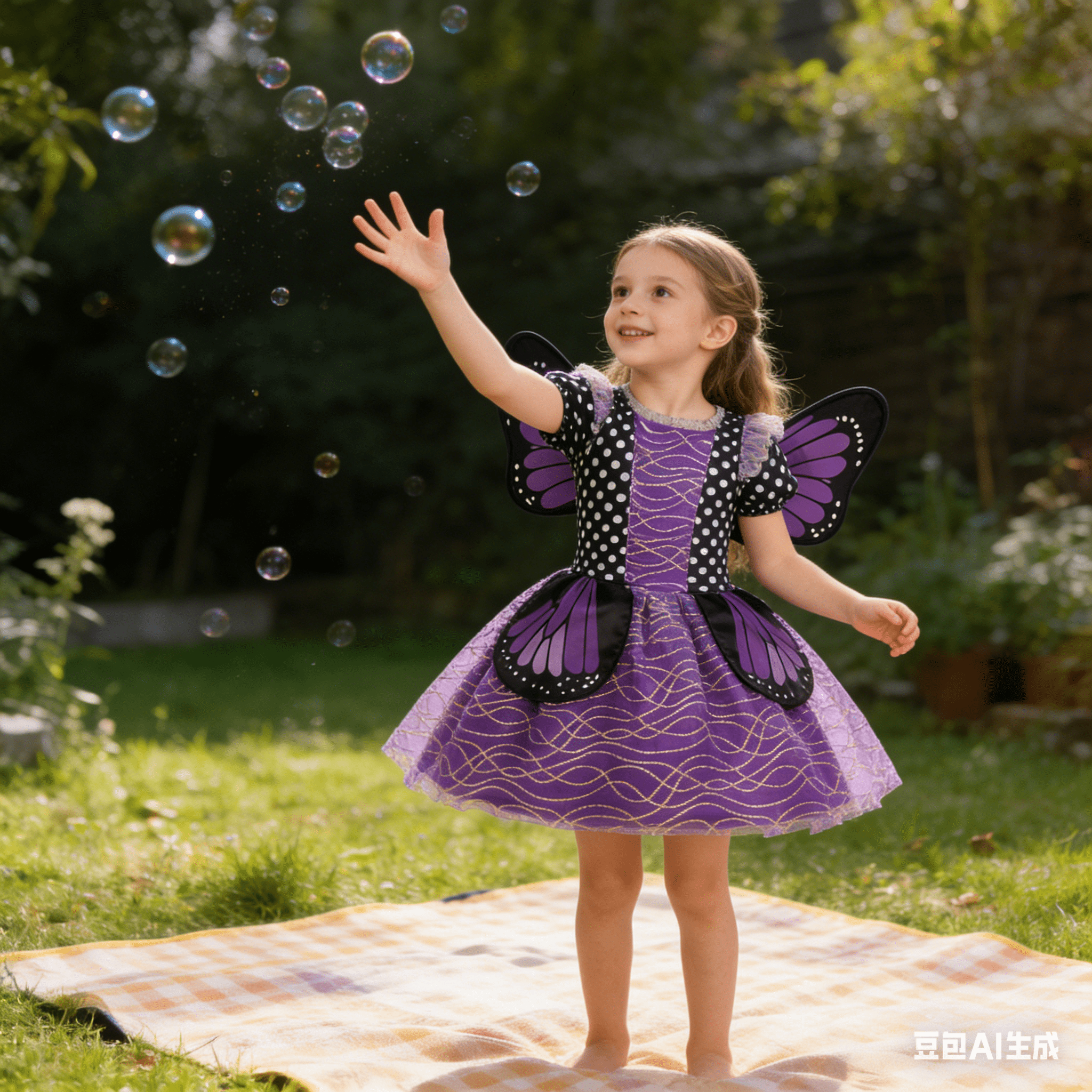 CZKHPTY Girls 3D Butterfly Fairy Tutu Dress, Whimsical Garden Princess Pretend Play Fancy Outfit, Sizes 7-8Y
