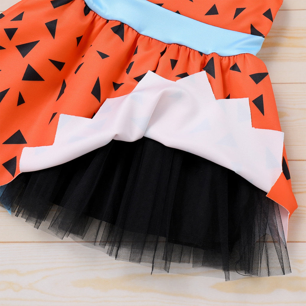 Kids Baby Bam Bam Costume Flintstone Costume Caveman Cavegirl Historical Stone Age Themed Birthday Outfit for Girls Boys Halloween Cosplay Dress Up Photo Shoot 2-3 Years Girl - Orange