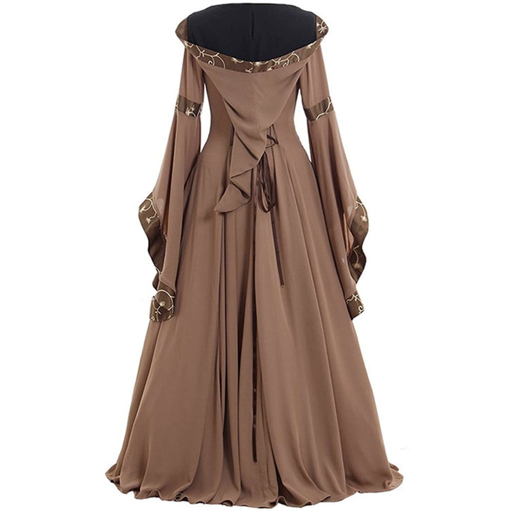 Babysbule Fall Womens Summer Dresses Fashion Women's Vintage Floor Length Gothic Cosplay Long Sleeve Bandage Dress