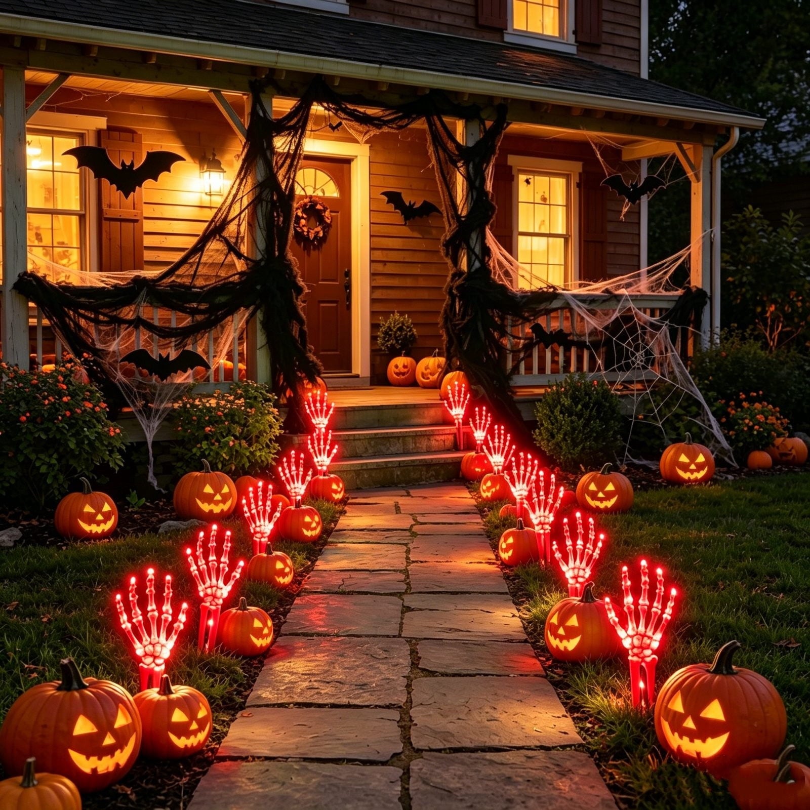 AuroraX Halloween Skeleton Hand Stake Skeleton Hand Solar Light LED Outdoor Battery Operated Waterproof Halloween Decorations for Yard Green