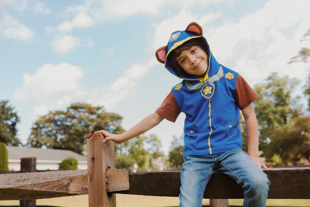 Paw Patrol Little Boys' Cosplay Hooded T-Shirt Chase Royal Blue