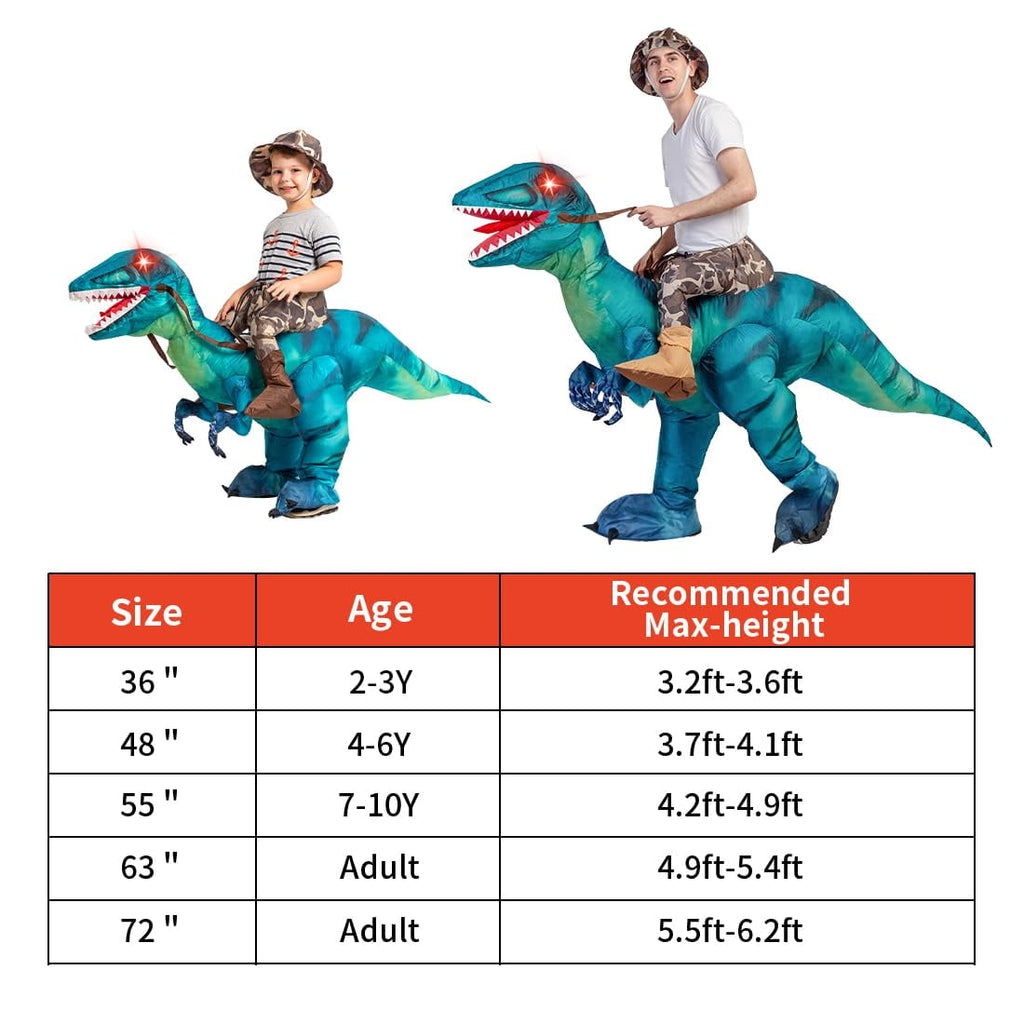GOOSH 48 inch Inflatable Dinosaur Costume for Kids, Funny Halloween Costumes for Boys Girls Kids Inflatable Costume, Blow Up Dinosaur Costume for Halloween Party Cosplay