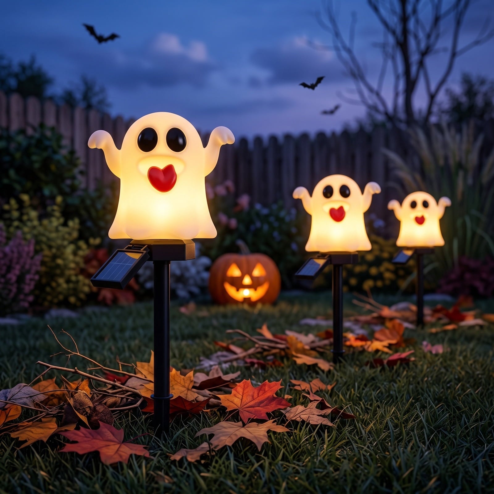 Halloween Pumpkin Garden Stake Light, Glowing Pumpkin Outdoor Yard Decoration for Garden and Courtyard, Decorative Stake Lighting for Spooky Halloween Atmosphere 16.14*3.35Inch,1PC
