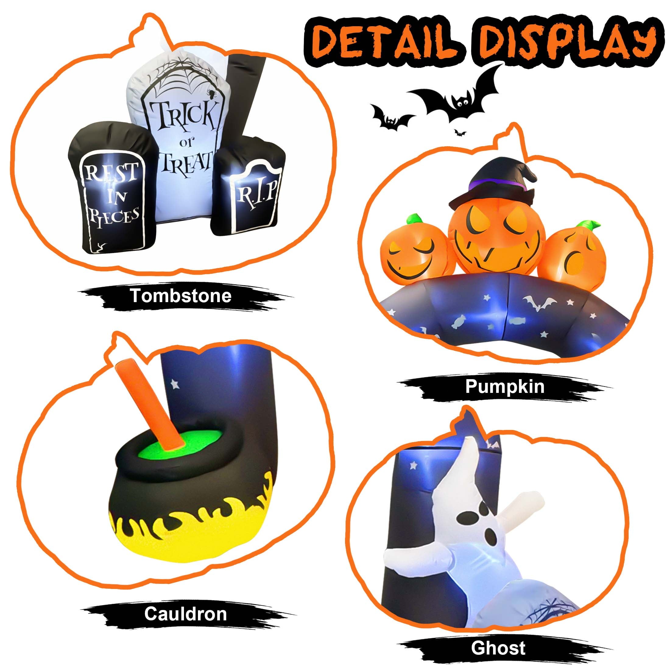 GVDV 10 FT Halloween Inflatables Archway Outdoor Decorations, Scary Halloween Arch Blow Up Yard Decorations for Front Yard Lawn Garden Decor