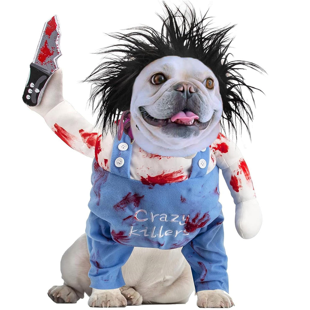 WILLED Halloween Deadly Dog Costume, Funny Pet Cosplay Christmas Outfit, Adjustable Party Dress Up Clothes for Small Medium Large Dogs
