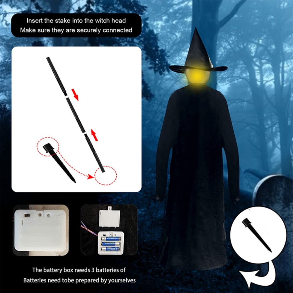 Halloween Glowing Holding Hands Witch, Large Light Up Holding Hands Screaming Witches,Sound-Activated Sensor, Halloween Decor Outdoor, for Home Outside Yard Lawn Garden Party (3Pcs No Voice)