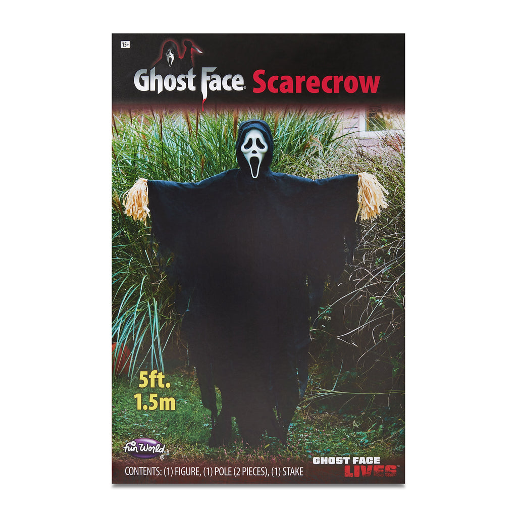 Ghost Face Scarecrow, Black, 60", Halloween Plastic Outdoor Decoration, by Fun World