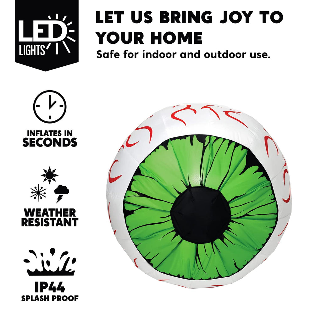 Joyfy 2 Pack Halloween Inflatable Eyes Decoration with Build-in LEDs,3 ft Blow Ups Green Eyes for Yard,Halloween Decor Outdoor with LEDs Party Supplies Blow up Decoration