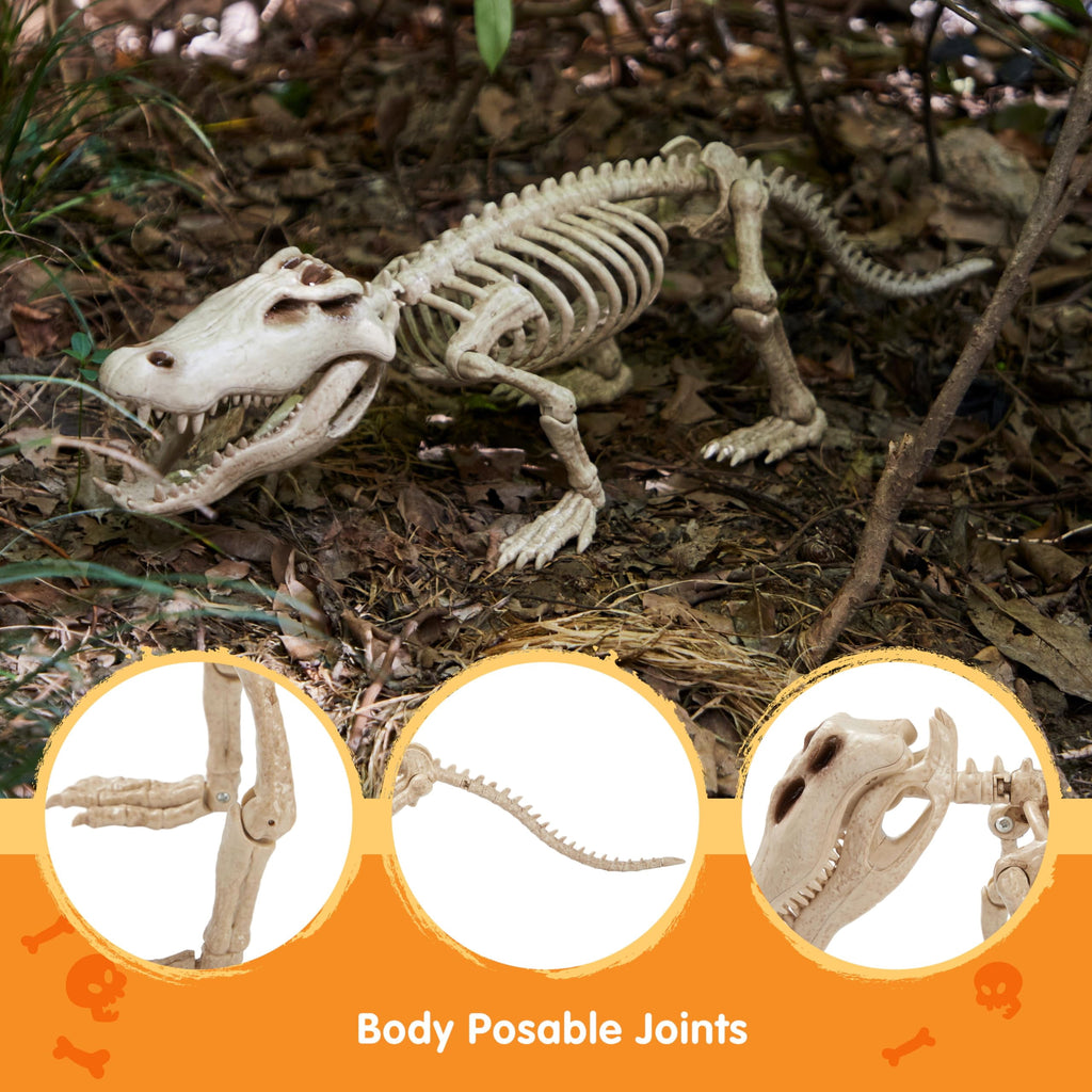 Joyfy Halloween Skeleton Fish Skeleton Halloween Decor,Plastic Skeleton with LED Eye for Halloween Decoration Outdoor Haunted House Party