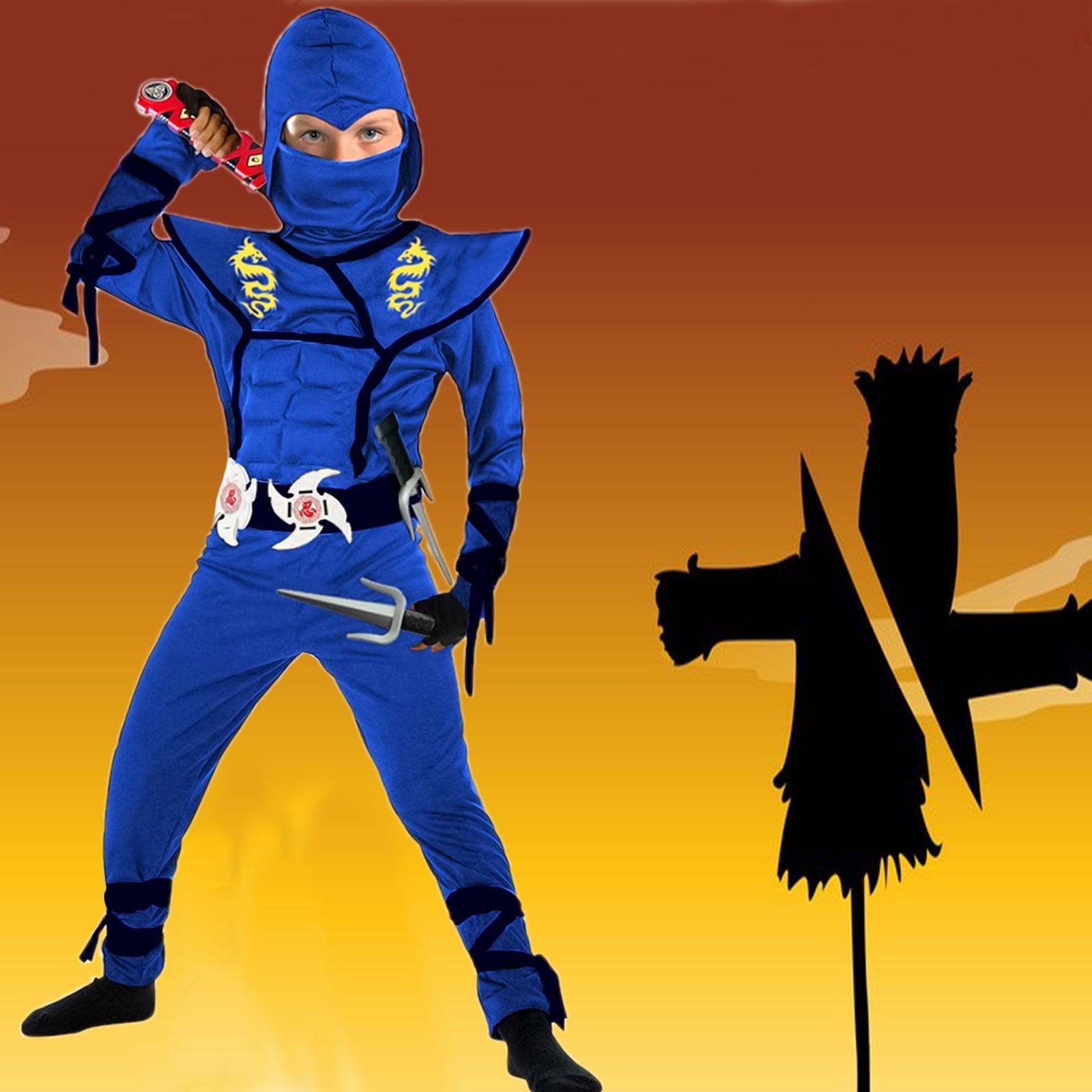 BaLuLu Ninja Costume Kids Ninja Muscle Costumes Boys Ninja Set Accessories Best Children Gift