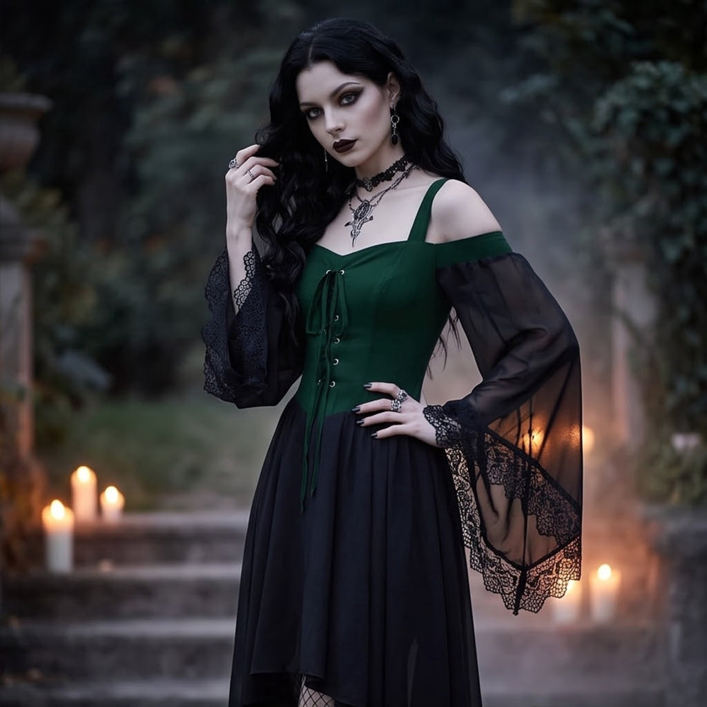 Witch Dress Women 2026 Halloween Costumes Woman Adults Medieval Vampire Butterfly Sleeve Mesh Gothic Outfits Red S