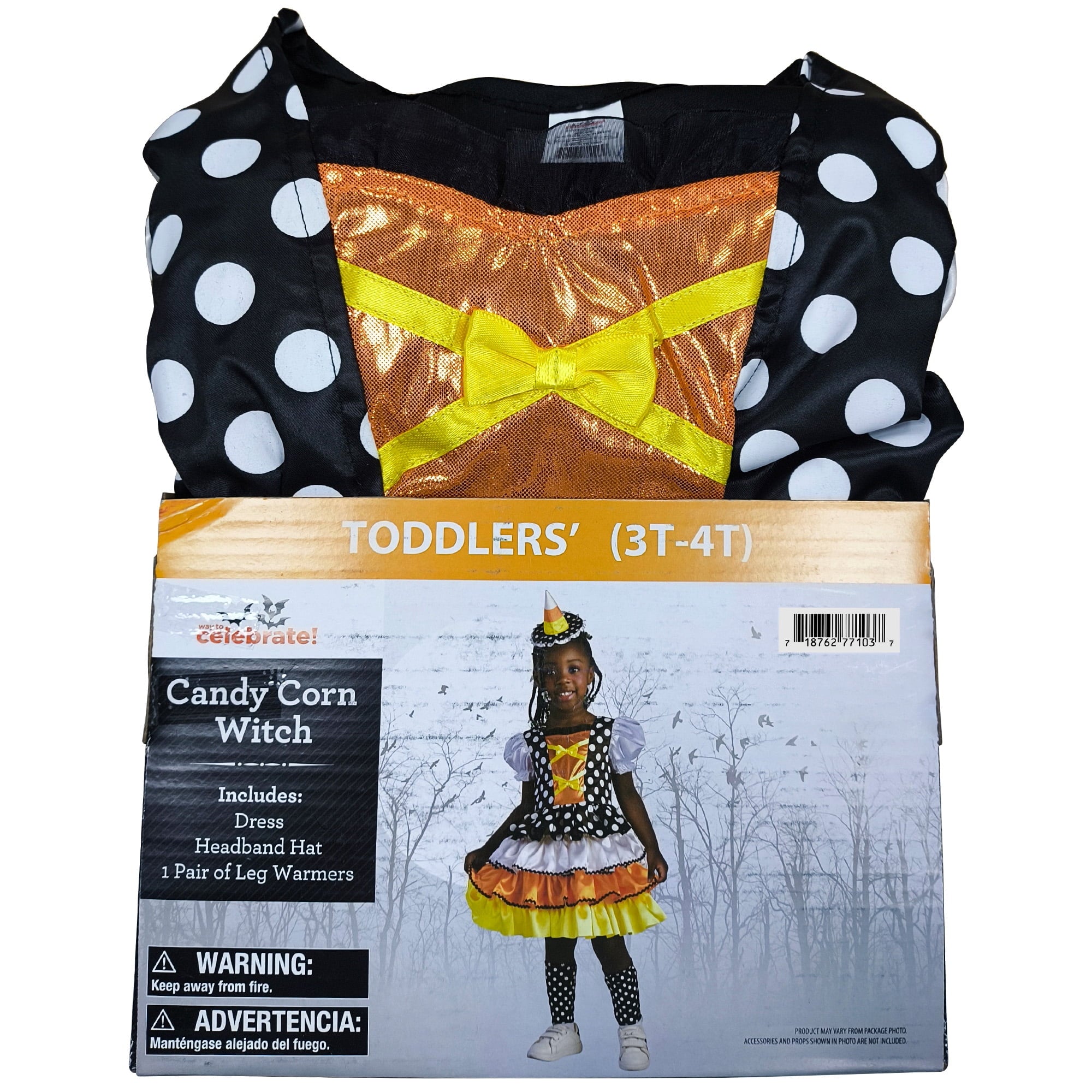 Candy Corn Witch Halloween Costume for Toddler, Size 2T, by Way to Celebrate