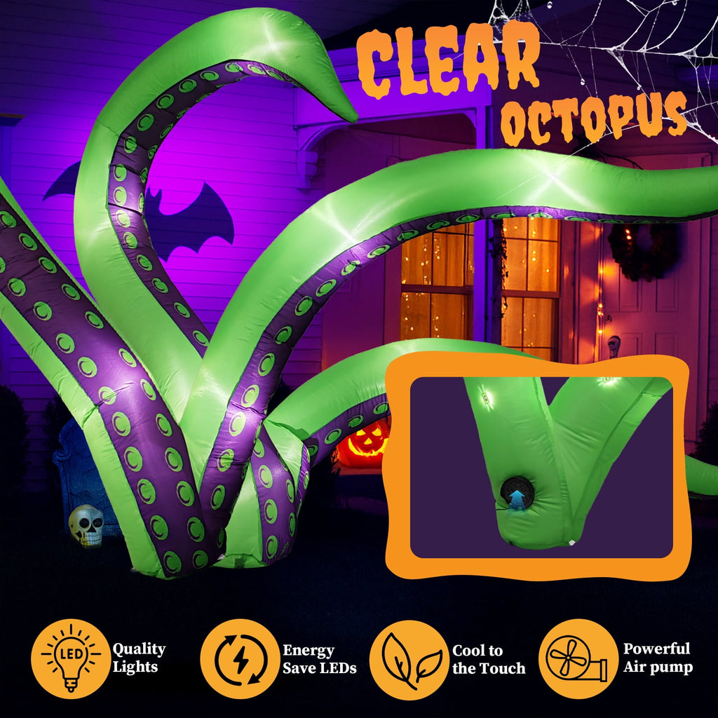 Ktaxon 7' Halloween Inflatables Decoration,Octopus Tentacle 2Pcs Blow up Decoration Octopus Legs w/ Build-in LEDs