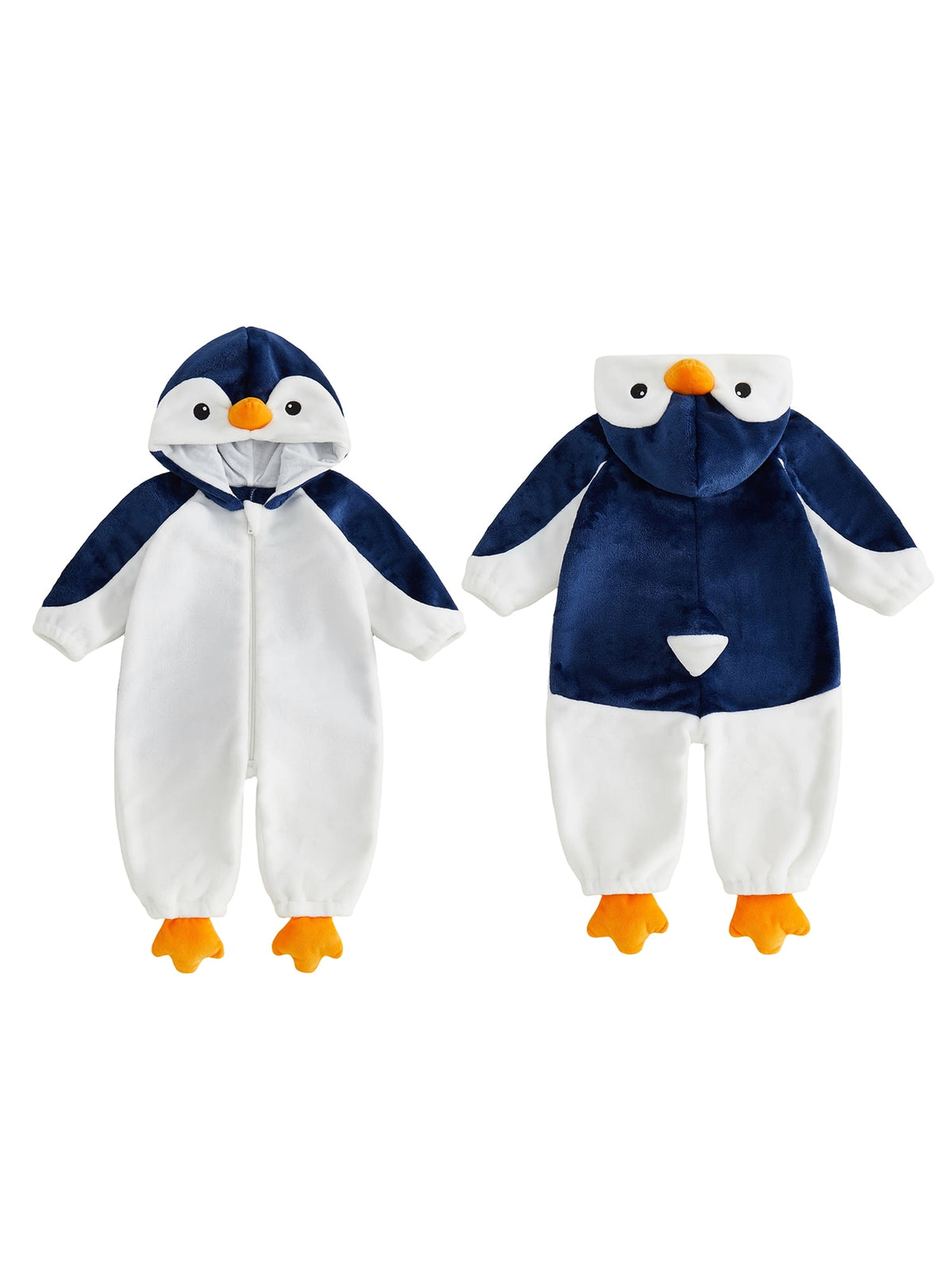 RUINIXCW Toddler Baby Boy Girl Penguin Costume Newborn Infant Halloween Animal Costume Warm Fall Winter Plush Jumpsuit Outfit Long Sleeve Hood Zip Up Romper Snowsuit