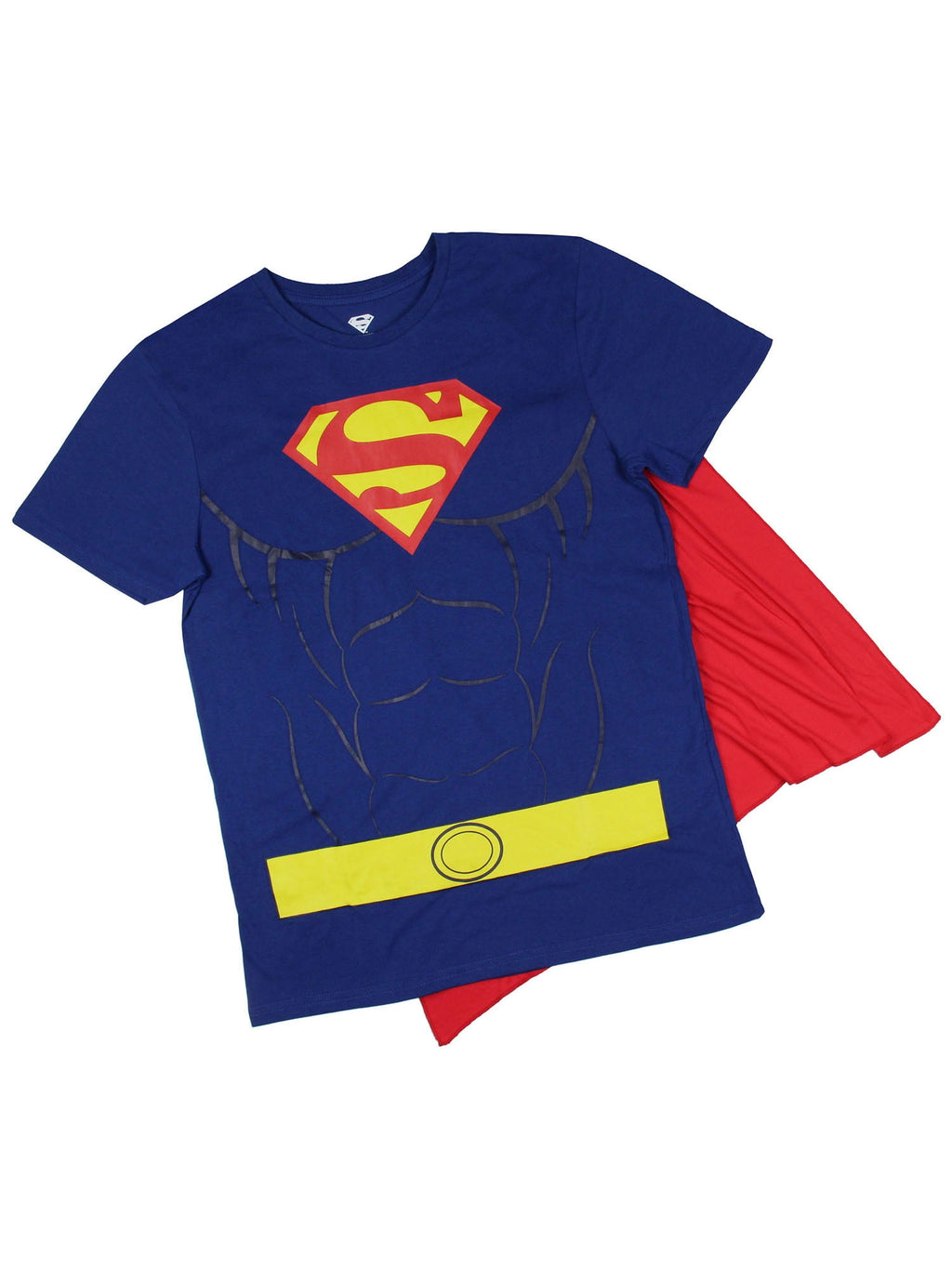 DC Comics Men's Superman Costume S Logo Superman Shirt With Detachable Cape Cosplay Tee