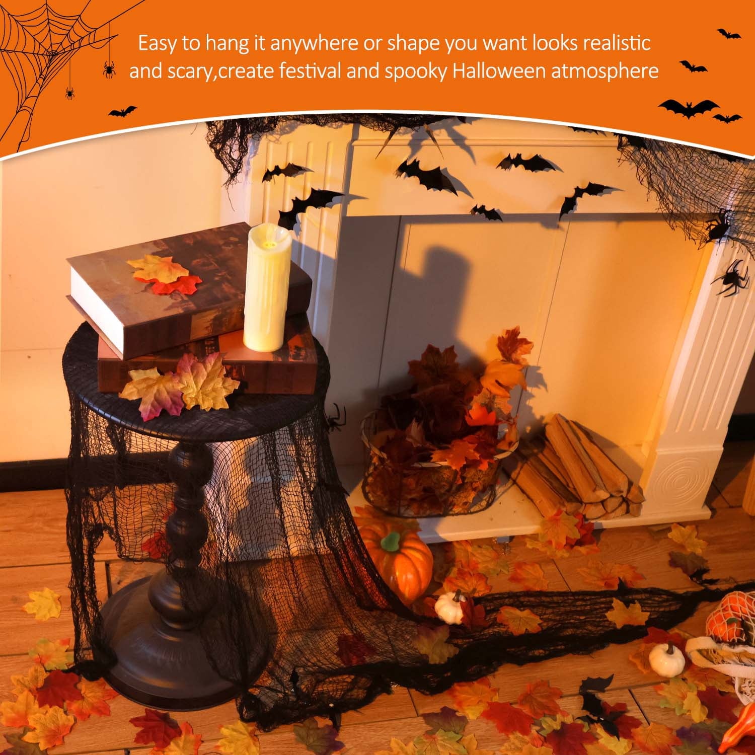 Ayieyill 126pcs Halloween Bat Stickers for Halloween Wall Decor and Window Clings, 3D Spider and Bat Decals for Indoor Halloween Decor