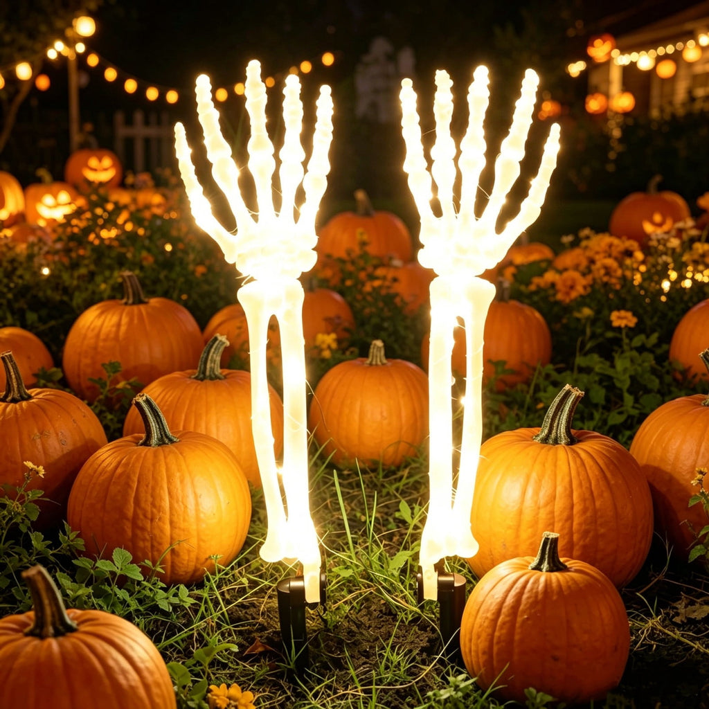 AuroraX Halloween Skeleton Hand Stake Skeleton Hand Solar Light LED Outdoor Battery Operated Waterproof Halloween Decorations for Yard Green