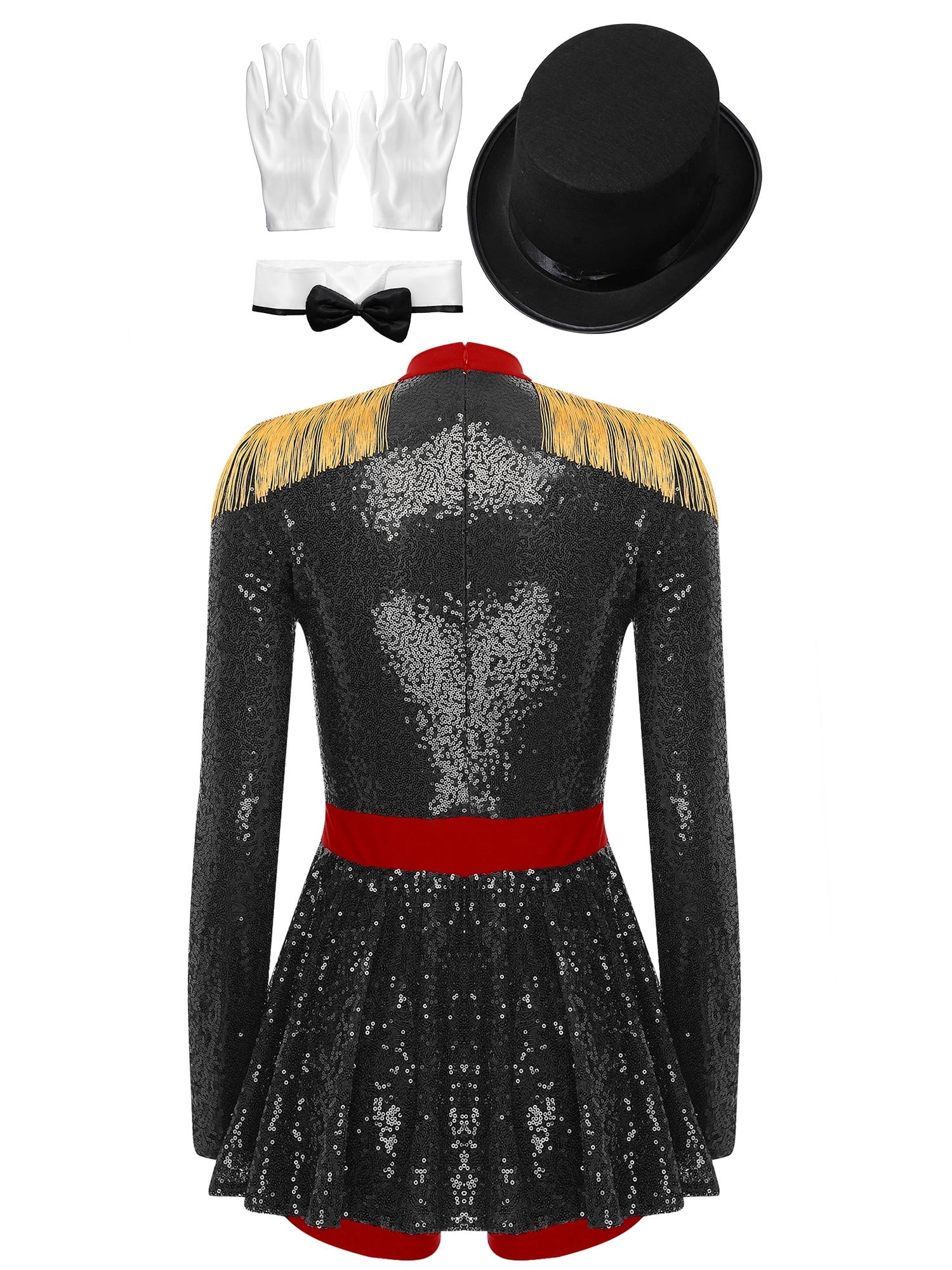 iiniim Womens Ringmaster Costume Circus Ring Leader Outfit Master Lion Tamer Fancy Bodysuit Black 4XL