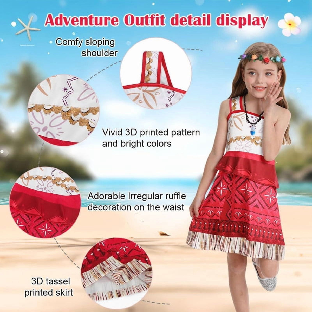 Jurebecia Princess Costume for Girls Dress Halloween Cosplay Outfits Birthday Fancy Tween Dress with Accessories 130 cm 7-8 Years