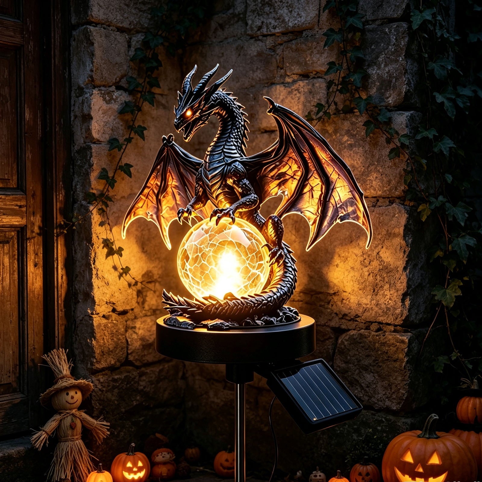 Clearance! Highland Cow Solar Garden Light, 18in Garden Statue with LED Glow, Waterproof Outdoor Yard Decor Stake, Resin Lawn Pathway Light for Backyard Patio Porch Halloween Gift