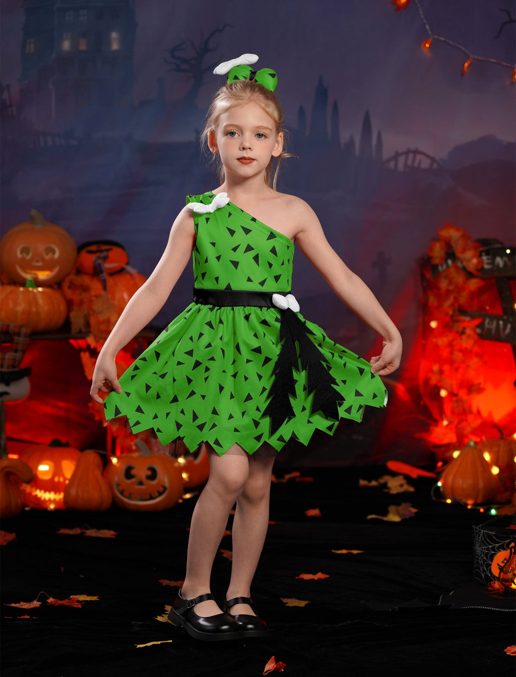Kids Baby Bam Bam Costume Flintstone Costume Caveman Cavegirl Historical Stone Age Themed Birthday Outfit for Girls Boys Halloween Cosplay Dress Up Photo Shoot 2-3 Years Girl - Orange