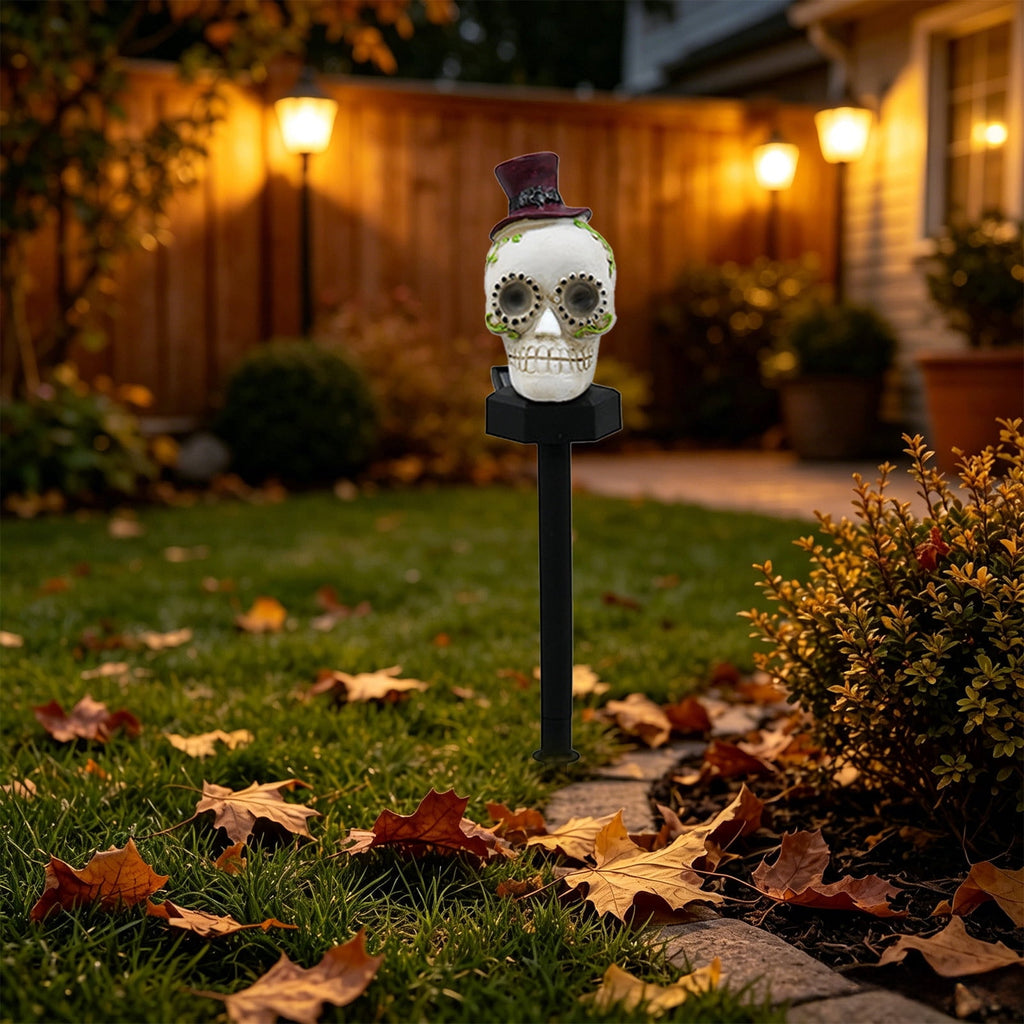 CRAGRSI Solar Halloween Skeleton Stake Lights Outdoor Skull Yard Lights Halloween Skeleton Garden Decor Black Solar Powered Waterproof for Yard, Lawn, Patio, Walkway, Garden, Halloween Outdoor Decor