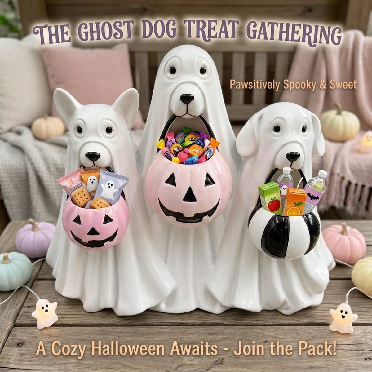 Cute Reading Ghost in Teacup Figurine, Resin Ghost Statue with Pink Bow Heart Floral Cup, Table Centrepiece Tiered Tray Desk Shelf Decor, Small Halloween Decorations, 4.5 Inch