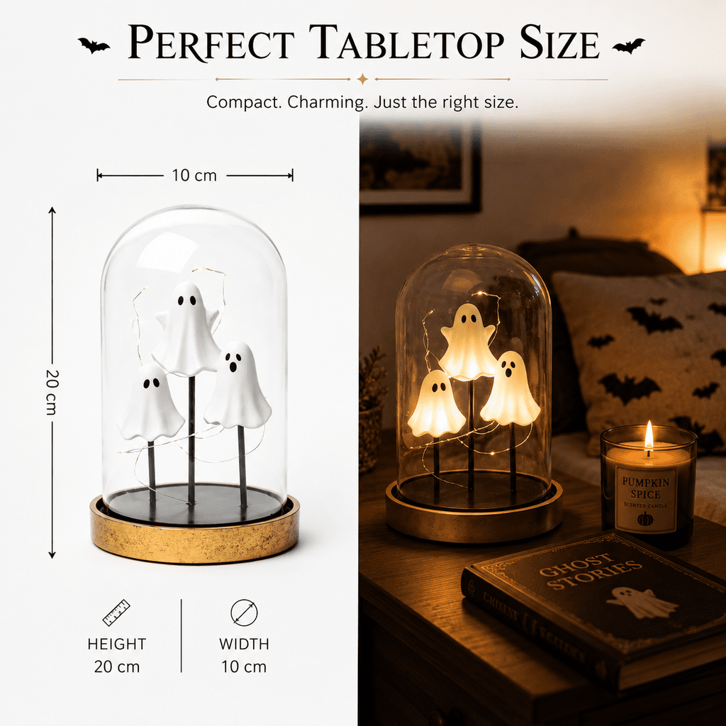 Diceymbol Halloween Decorations and Fall Decor, Halloween Venue Decoration Ghost Props LED Illuminated Ghost Decorations for Tabletop, Mantel, Shelf Indoor Outdoor 9.05 inch