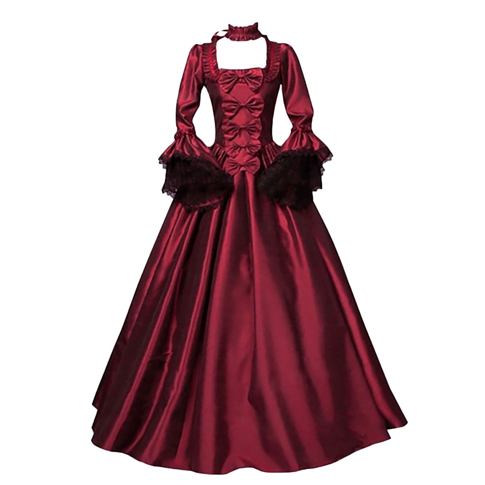 LYXSSBYX Maxi Dresses for Women Women's Long Sleeve Neck Dress Floor Length Cosplay Dress Plus Size Dress