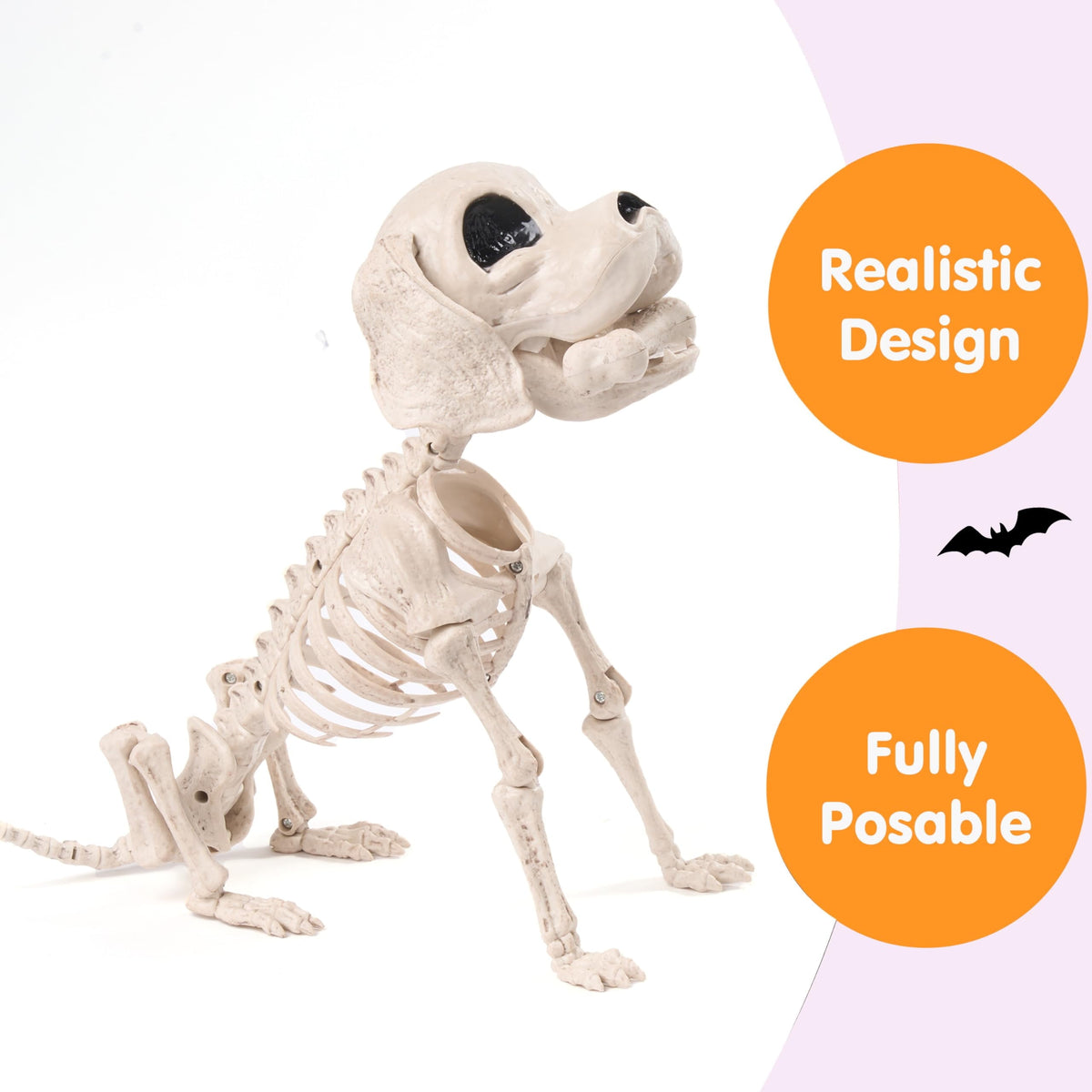 Joyfy 9.8 Inch Halloween Skeleton Dog Skeleton Halloween Decor,Pose-N-Stay Plastic Skeleton Bones with Posable Joints for Hallowmas Decoration Outdoor Haunted House Party