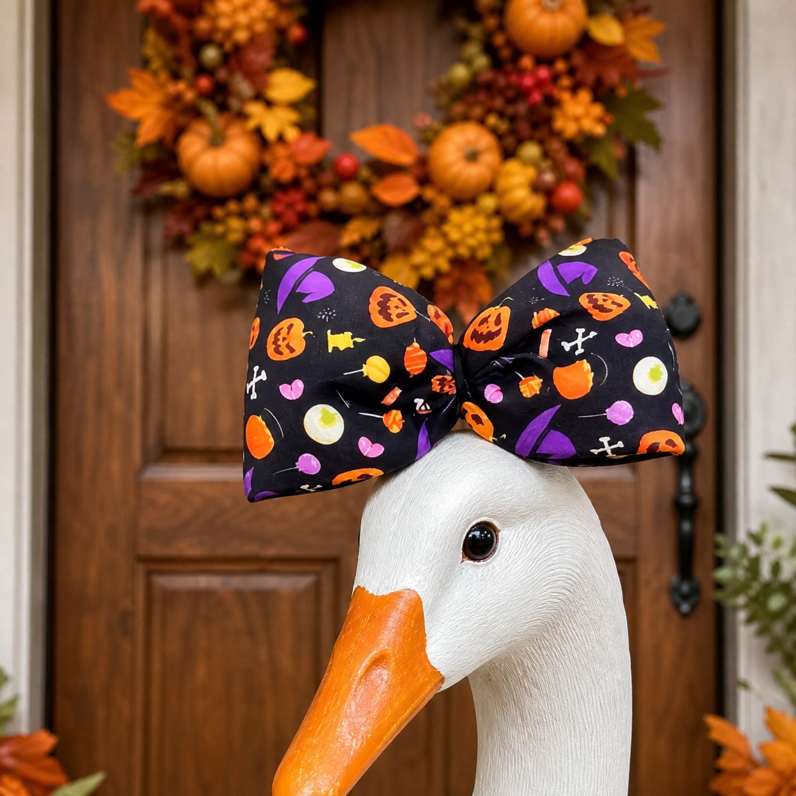 Bat Witch Hat Spiderweb Halloween Goose Clothes Fit 17/23In Cement Plastic Lawn Goose, Stylish Full Set for Outdoor Yard Patio Garden Seasonal Halloween Home Ornamental Arrangement