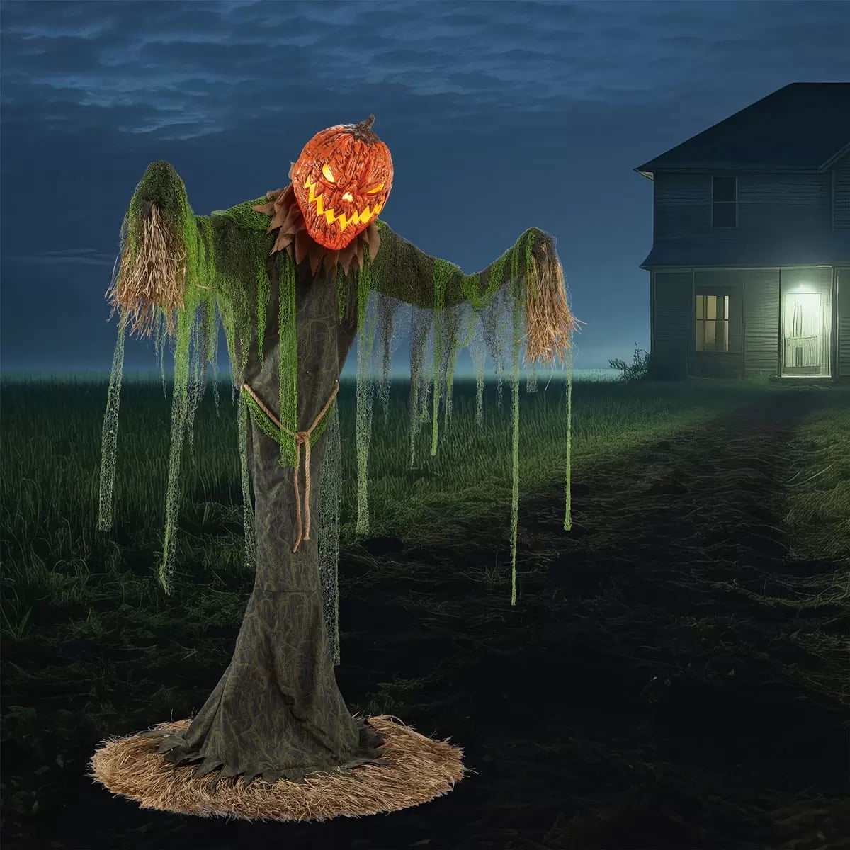 Halloween 7ft Animated Pumpkin Scarecrow with Music and Lights