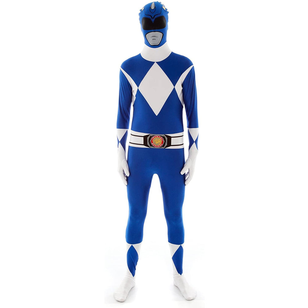 Morphsuits Adult Blue Power Ranger Morphsuit Mens Superhero Fancy Dress Costume Theme Party Blue XL