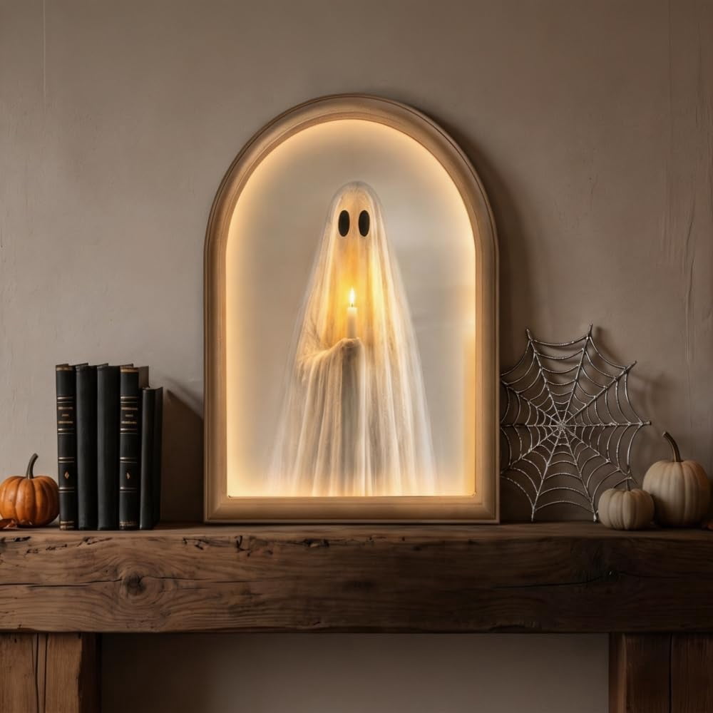 Clearance Martha Ghost Mirror! Halloween Decorations Indoor Gifts, LED Ghost Mirror Hologram,Spooky Gothic Decor,Haunted Mirror Halloween Decorations,Vintage Wall Decor for Living Room Fireplace