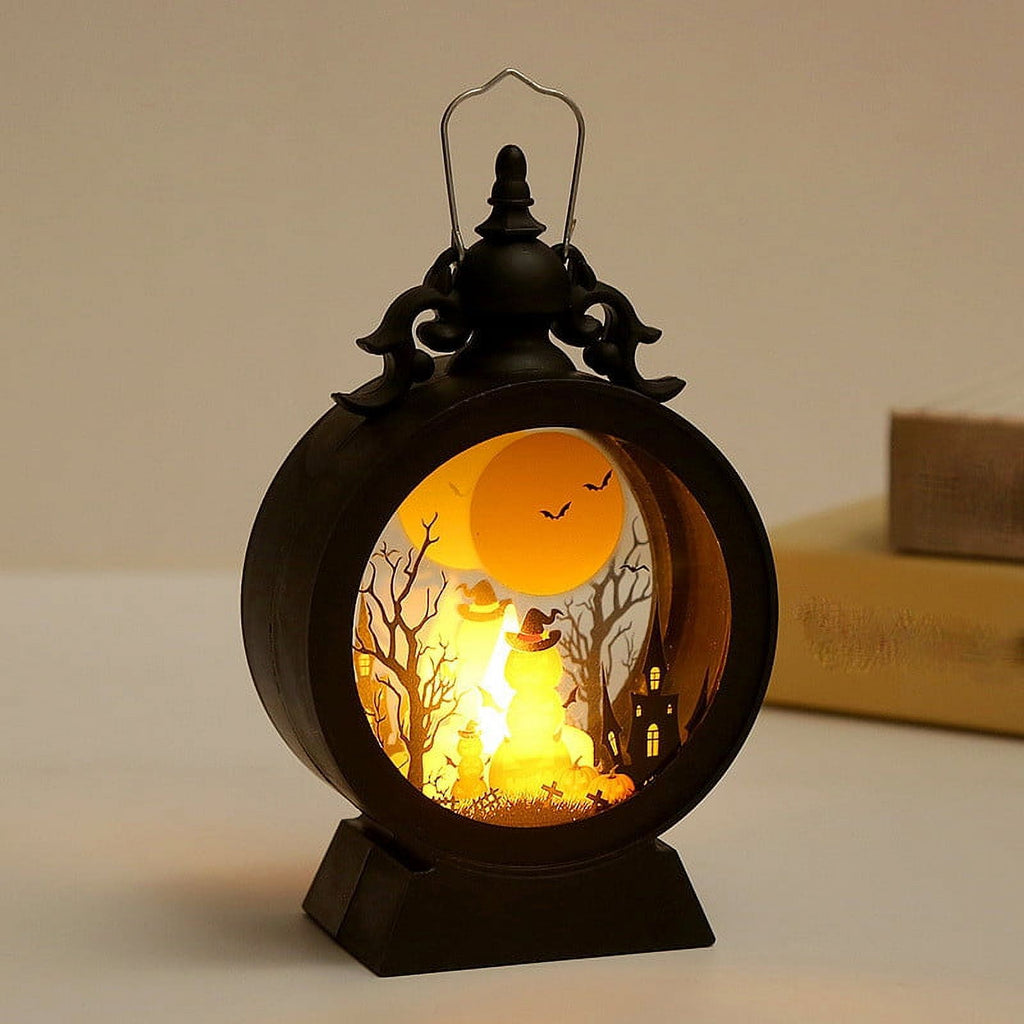 Cheapark Halloween Lanterns Decorations, Battery Operated Black Pumpkin Witch Lanterns, Flickering Light For Indoor Party Home Decor