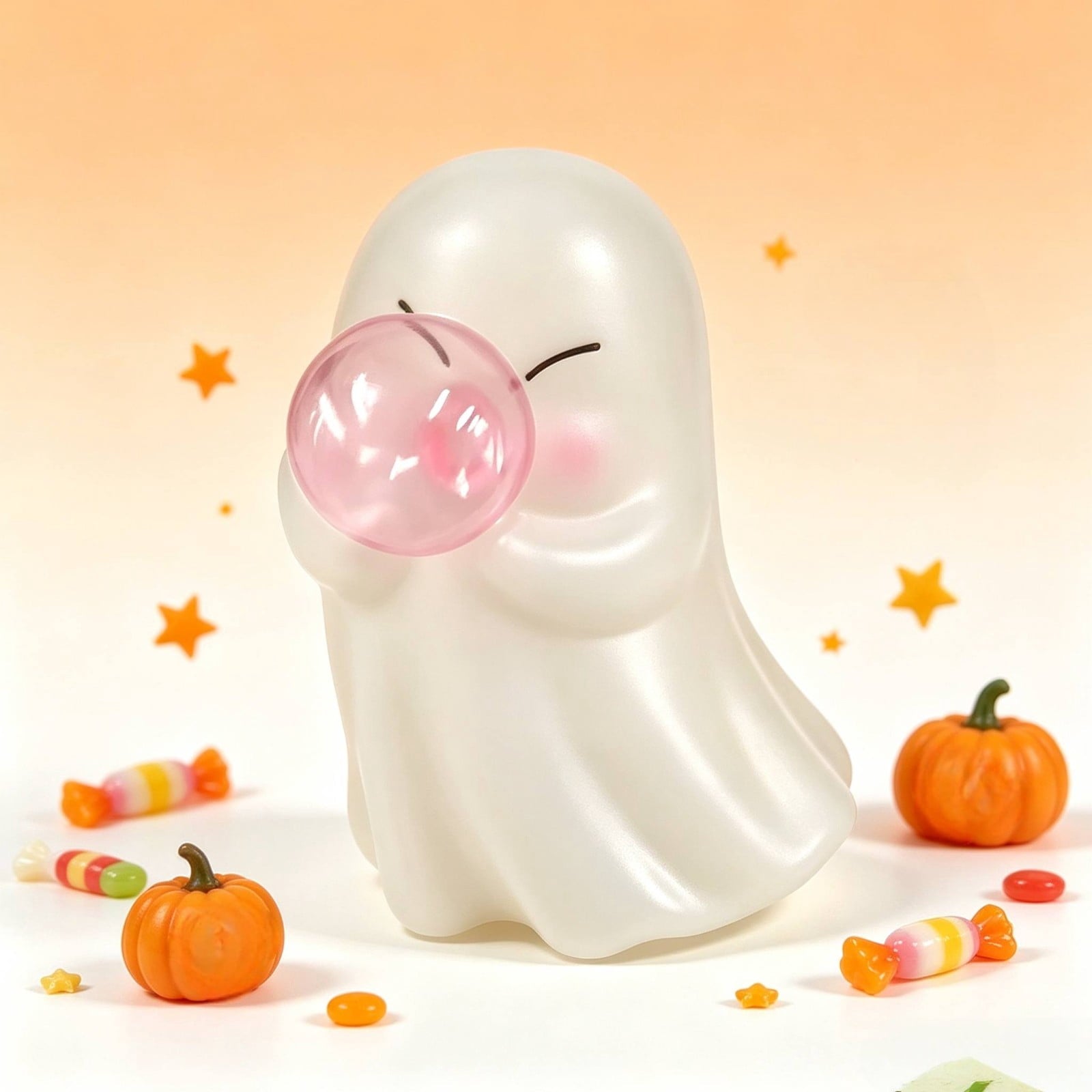 Cute Reading Ghost in Teacup Figurine, Resin Ghost Statue with Pink Bow Heart Floral Cup, Table Centrepiece Tiered Tray Desk Shelf Decor, Small Halloween Decorations, 4.5 Inch