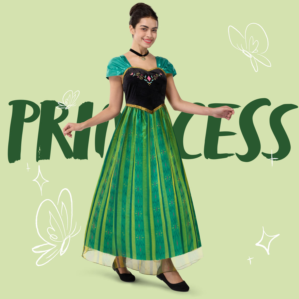 Joyfy Women Princess Costume, Green Dress Fairy for Halloween Costume Party Dress up Role Play M-XXL