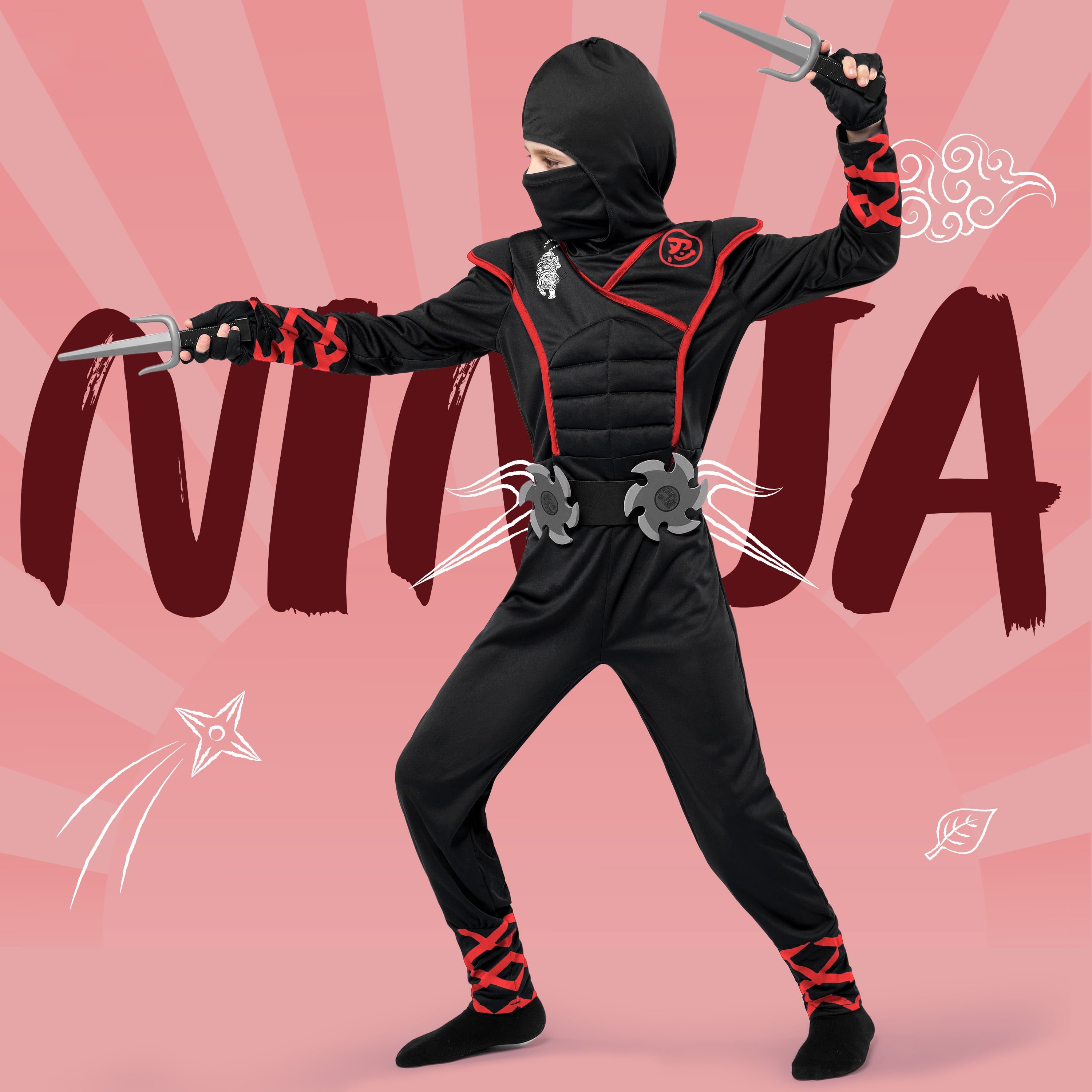 Joyfy Kids Ninja Costume for Boys Halloween Fancy Dress Costume for Kids Age 3 & up