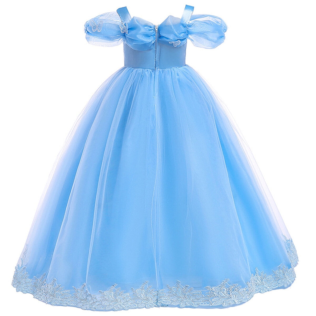 HAWEE Princess Dress for Girls, Halloween Cosplay Costume Toddler Off the Shoulder Blue Fancy Outfit