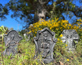 Gamexcel 3-Pack Large 17" Halloween Foam RIP Tombstones with Stakes - Graveyard Lawn Decorations for Spooky Haunted House Decor