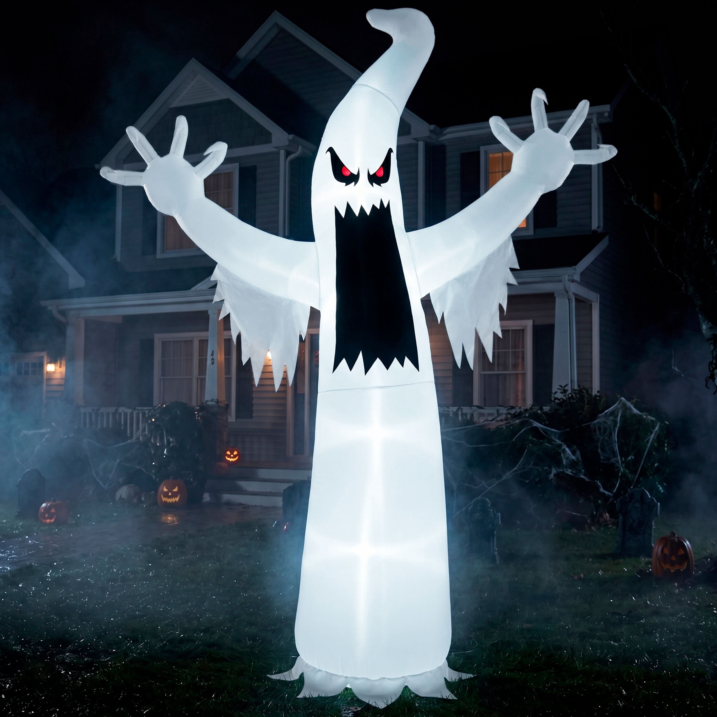 Joyfy 12 ft Halloween Inflatable Outdoor Ghost,Giant Ghost Blow Up Decor with Built-in LED Lights,inflatables with Build-in LEDs,Spooky Outdoor Decorations for Yard & Lawn